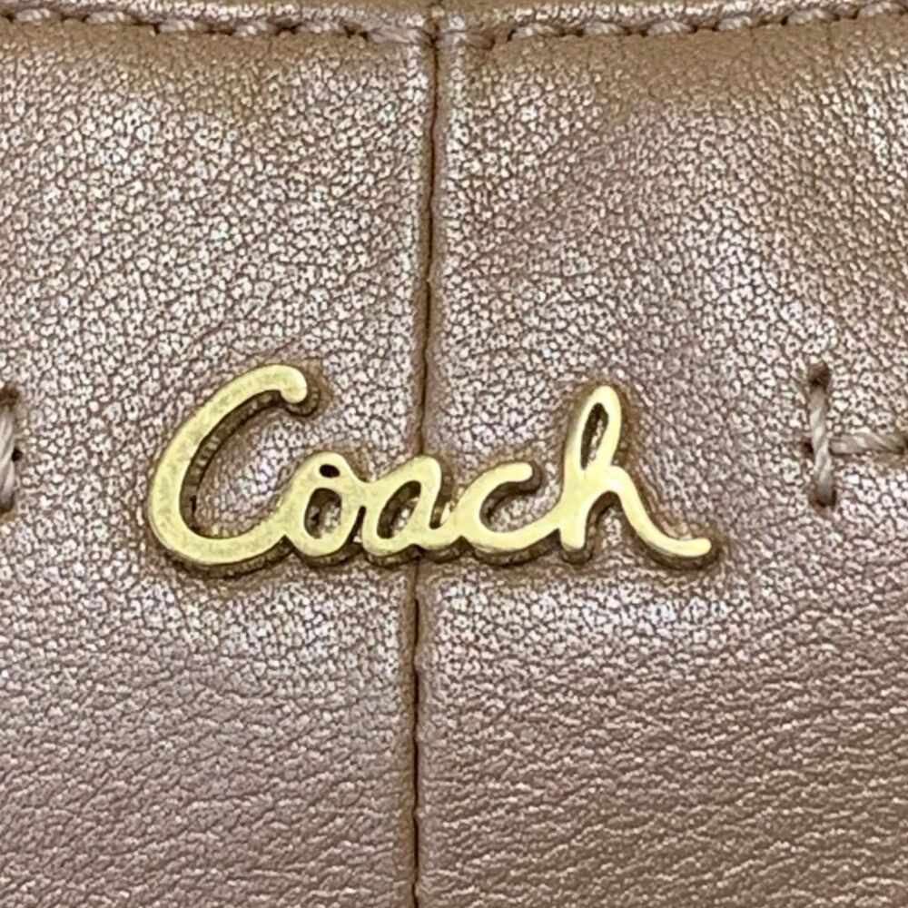 Coach Rose Gold / Bronze Leather Shoulder Bag Crossbody Purse - Picture 2 of 13